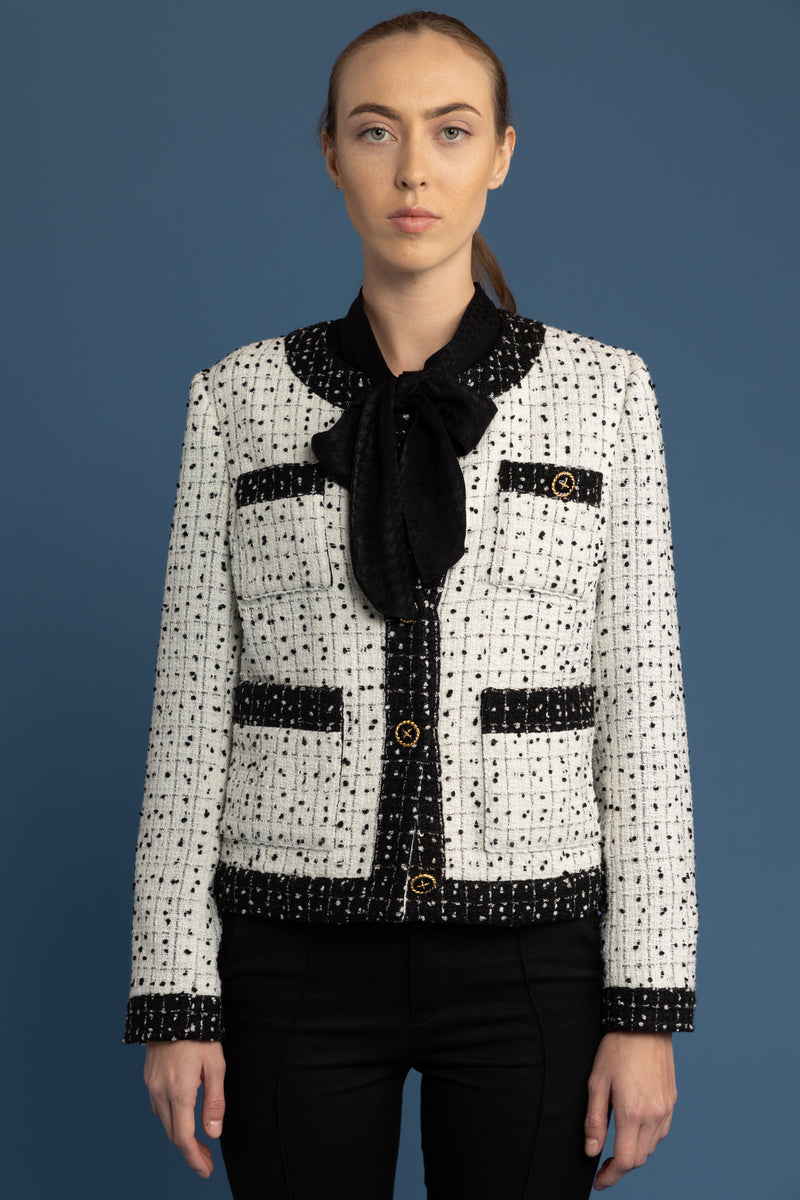 Black and white tweed blazer