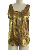 Wrinkle lame gold waist tank top