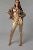 Skinny Pintuck Gold Stretch Pants