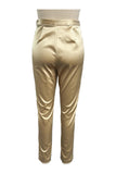 Skinny Pintuck Gold Stretch Pants