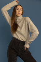 Brushed Double Knit Oversized Turtleneck Sweater