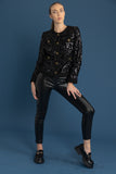 Sequins Tweed Collarless Jacket Chanel Style